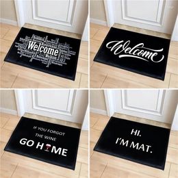 Carpets Fun Simple Black Welcome Mat Floor Decoration Carpet Non-slip Easy To Clean Area Rug Living Room Home Office Washable Doormats