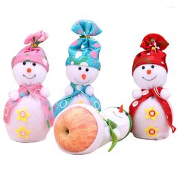 Christmas Decorations 1pcs Drawstring Candy Bags Snowman Apple Treat For Holiday Party Supplies