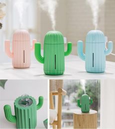 Portable USB Mini Cactus Shape cartoon Air Humidifier Essential Oil Diffuser cacti Aroma Diffuser with Night Light for Home Bedroo6426994