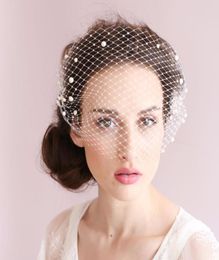 Pearl Beaded Birdcage Veil One Layer Delicate Handmade Net Bridal Hair Accessories 2017 New Style6689651