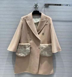 Milan Runway Women039s Wool Blends 2022 New Autumn Winter Lapel Neck Long Sleeve Designer Coat Brand Same Style Outerwear 1028735375