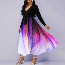 Casual Dresses Designer Dress Hot autumn new style gradient printed long sleeved large hem dress for women Plus size Dresses