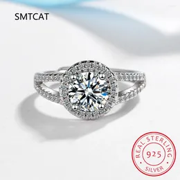 Cluster Rings Real 2ct Moissanite Sterling Silver 925 Excellent Round Cut Pass Test Diamond Band Wedding Anniversary Ring Jewelry Gift
