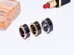 18K rose gold Roman numeral Black and white ceramic ring menTitanium steel Gold Finger ring For Women Love Rings4057818