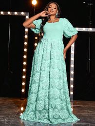 Plus Size Dresses TOLEEN Women Maxi Elegant Mesh Dress Sexy Princess Sleeve Square Collar Wedding Party Mint-Green Slit