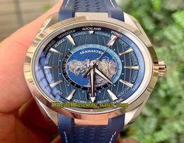 Topversion VSF 43MM Aqua Terra 22012432203001 World time Blue ocean Dial 8939 Automatic Mechanical Mens Watch SteelCase Spo4294606