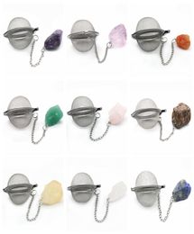 Infusers for Loose Tea Mesh Strainer with Extended Chain Key Rings Hook Stainless Steel Charm Energy Drip Trays Crystal Shaker Bal2023922