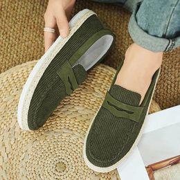 Casual Shoes 2024 Men Green Low Top Espadrilles Designer Slip-On Loafers Comfortable Flat Vulcanised Zapatos De Hombre