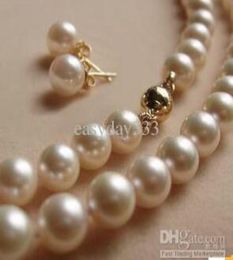 Fine Pearls Jewellery natural Fine Pearls Jewellery 89MM White Akoya Pearl Necklace Earring8980863