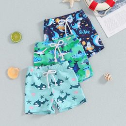 Clothing Sets Toddler Boys Swim Trunks Shark Print Elastic Waist Swim Shorts Little Boys Bathing Suit Swimsuit Toddler Boy Swimwear H240508