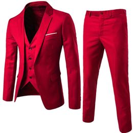 Men's Suits Blazers 3-piece mens ultra-thin formal set solid Colour jacket vest pants business Q240507