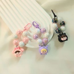 Cartoon Cute Grain Double Colour Bead String Phone Case Key Hook DIY Accessories Best Friend Bag Pendant Internet Red