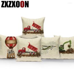 Pillow Decorative Throw Pillows Case Cartoon Square Aircraft Car Engineering Vehicle Sofa Cover For Home Living Room