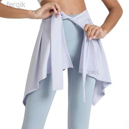 Skirts Skorts One-Piece Yoga Skirt Sport Woman Multicolor Nylon Stretch Bandage Fitness Running Gym Dance Workout Tennis Skirt d240508
