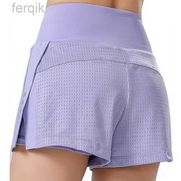 Skirts Skorts Shorts Women Tennis Pants Breathable Mesh High Waist Shorts Female Tennis Skort Sport Yoga Running Shorts Skirt Solid Color d240508