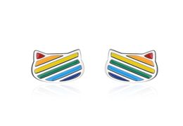 TF136 Cat Ear Colour Drip Glaze Stud For Young Girl Gift S925 Silver Needles Earring Creative AllMatch Jewellery Whole7130204