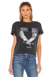 Women T Shirt Designer AB Chic Summer Fashion الأكمام القصيرة tshirts رسائل مطبوعة من Tees AB Womens Black Eagle Print Trend Cresw Dist Tops T-Shirt