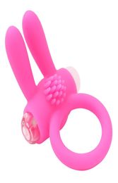 5pcslot 3 Colours Sex Products Penis Rings Sex Toys Animal Rabbit Power CockRing Silicone Vibrating Cock Ring Pink Blue For Men6529929