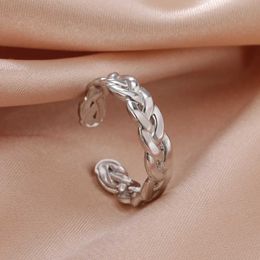 Wedding Rings Skyrim Stainless Steel Braid Twist Open Ring Women Gold Colour Wedding Band Rings 2024 Kpop Party Jewellery Gift for Friends Lover