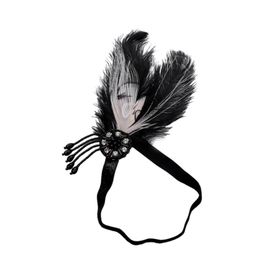 Baffle headband headdress black feather butterfly headband hair accessory with crystal6626237