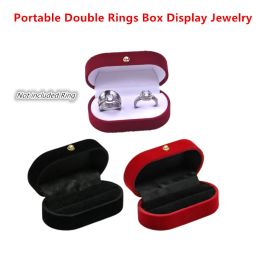 Display 1 Pc Portable Double Rings Box Display Jewelry Gift Holder Wedding Engagement Ring Case Organizer for Women