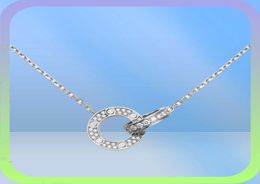 Luxury Jewellery Designer necklaces screw diamond double circle Love necklace for couples platinum gold Rose pendant Stainless Steel9167499
