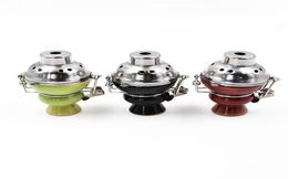 Whole 1pclot Shisha Ceramic Bowl With Metal Wind Cover And Charcoal Screen Hookah Bowl 5 Colours Available Shisha Foil Hose C6473218