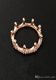 Brand New 18K Rose Gold plated Crown Ring with CZ Diamond Original Gift box for P 925 Sterling Silver Jewellery Engagement wedding Lovers couple Rings for Women1880011