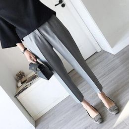 Women's Pants Female Suit Women Minimalist Office Lady Solid Colour Straight Stylish Ankle-Length Business Casual