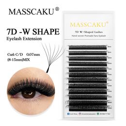 MASSCAKU Automatic Flowering W Shape Bloom 3D 4D 5D 6D 7D 8D Premade Fans Eyelashes s Natural Soft Individual Lashes 240423