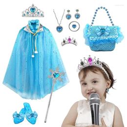 Jackets Princess Cape Cloak Set With Accessories Girls Dress Up Clothes Crown Wand And Necklace Bracelet High Heels