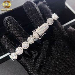 High Quality Fine Jewellery Sparkle Iced Out 10Mm Flower Sterling Sier Diamond Moissanite Bracelet