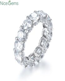 NiceGems 14k White Gold Eternity Band Round Brilliant Cut 7.7ctw Moissanite Wedding Ring band matching bandColor VVS1 Clarity4929153