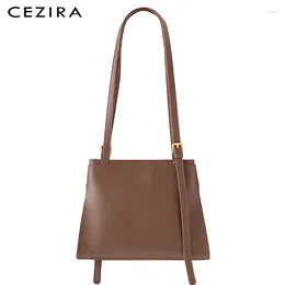 Bag CEZIRA Elegant Solid Color PU Vegan Leather Tote For Women Simply Design Commuting Handbags Female Daily Crossbody Shoulder Bags