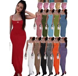 Summer NEW Women's Urban Sexy Dresses Sling low cut sexy long skirt Luxury brand designer Dresses