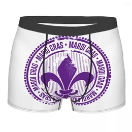 Underpants Male Panties Men's Underwear Boxer Purple Vintage Mardi Gras Stamp Comfortable Shorts