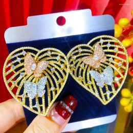 Stud Earrings Kellybola Luxury Big Heart Butterfly For Women Accessories Full Cubic Zirconia High Quality Bridal Wedding Gift