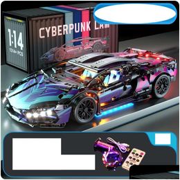 Outdoor Games & Activities Compatible With Cyberpunk Starry Sky Lambo Sports Car Block Assembly Series Toys Remote Control Boys Gift D Otn2I