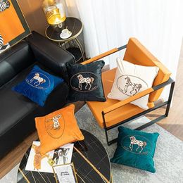 Croker Horse Design Embroidered Sofa Cushion Cover Pillowslip Pillowcase Without Core Bedroom Living Room Car Seat 240508