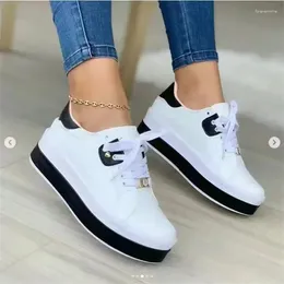 Casual Shoes Women Sneakers 2024 Woman Fashion Lace Up Vulcanised Solid Colour Tennis Platform Ladies Loafers Plus Size 42