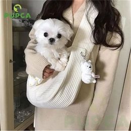 Handmade Dog Bag Pet Kitten Outdoor Travel Handbag Canvas Single Shoulder Cat Bag Sling Comfort Tote Bag Breathable 240422