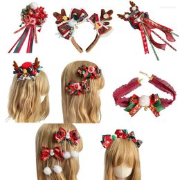 Hair Clips Unique Handmade Lolitas Clip Christmas Hat With Deer Antler Embellishments