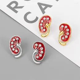 Brooches Red Kidney Crystal Enamel Pin Doctors Gold Silver Color Fashion Jewelry Accessories Badges Gift
