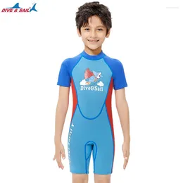 Women's Swimwear Children2.5mmDiving Suit Warm One-Piece Diving Short Sleeve Boy Snorkelling Surfing Jellyfish Swimsuit