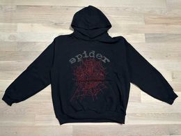 Mens Hoodies Sweatshirts Spider Worldwide Young Thug Spder Black Rhinstone Hoodie Authentic Lm6i