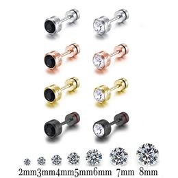 Stud Stainless Steel Ripple Letter Eternal Love CZ Zircon Korean Earrings Womens Crystal Screw Titanium Q240507