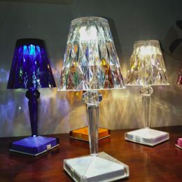 Italian Design Acrylic Kartell NO Battery Table Lamp LED Night Light Touch USB Brilliant Flower Lamps Room Hotel Decor 328d