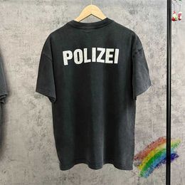 Men's T-Shirts Washed POLIZEI Vintage Scrn Star T Shirt Men Women 1 1 High Quty T-shirt Tops T T240508