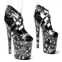 Dress Shoes 20cm/8inches Shiny PU Upper Electroplate Platform High Heel Sandals Sexy Model Pole Dance 288