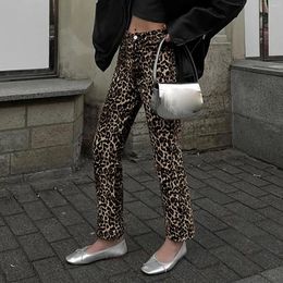 Women's Pants Leopard Print Pencil Trousers Women Elegant Low Waist Flare Spring Summer Button Wrapped Hip Sexy Draped Long